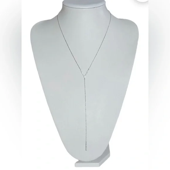 *SOLD* Adornia 925 Sterling Silver Pavé Round Swarovski Accented V Necklace - Picture 2 of 5